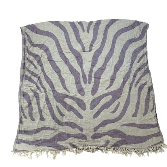 ONKUMO Amazon Coral Organic Cotton Towel in Purple Cream Double Faced Muslin - Picture 1 of 7